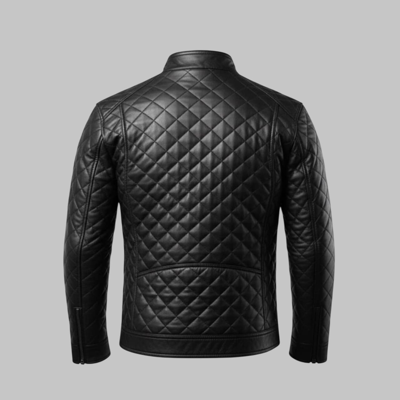 Avanzar Handmade Quilted Men Black Leather Padded Bomber Jacket