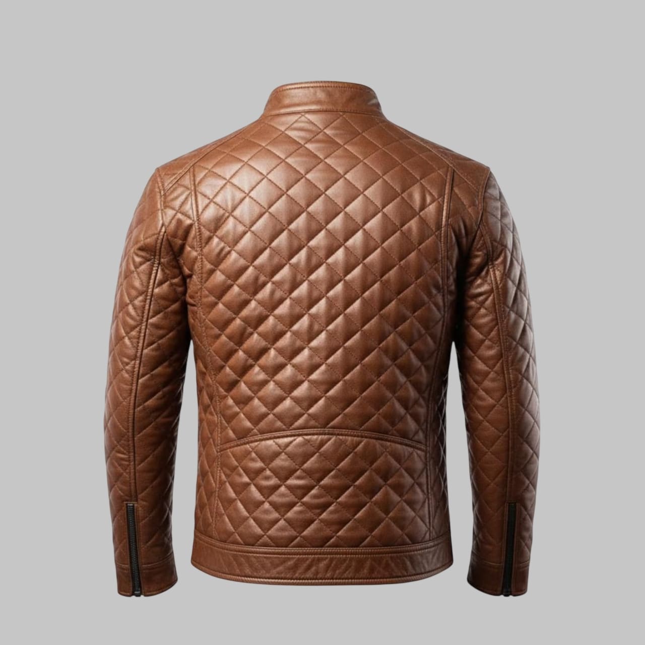 Avanzar Handmade Quilted Men Brown Leather Padded Bomber Jacket