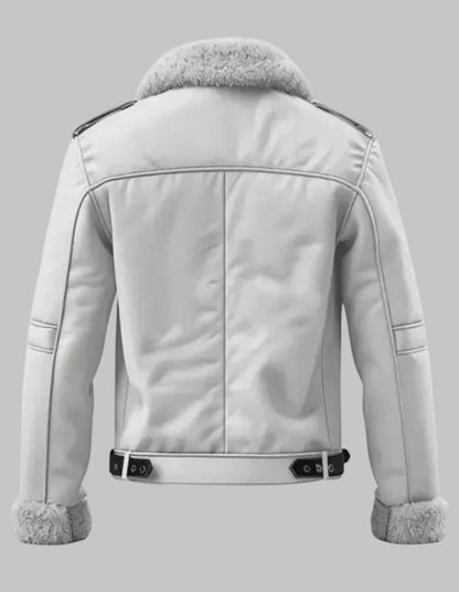 Avanzar Premium Men White Real Sheepskin Leather Jacket