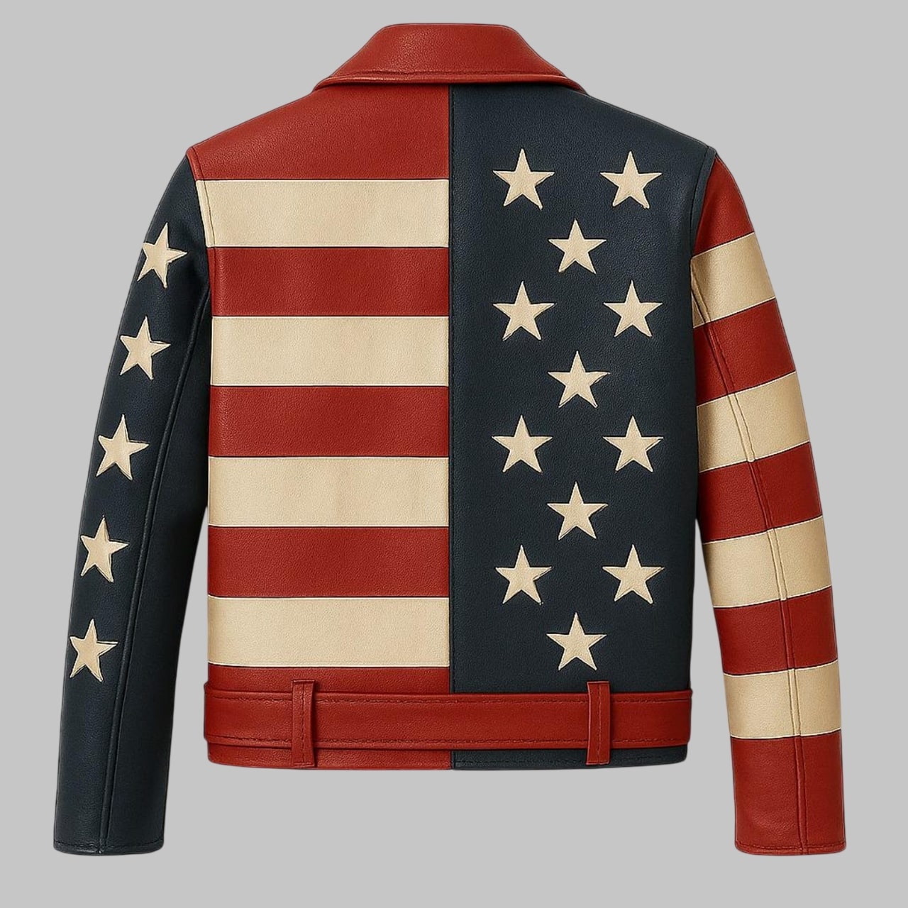 Avanzar Vintage Men American Flag Handmade Leather Biker Jacket