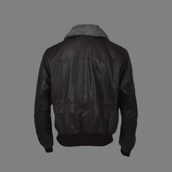 Aviator Black Leather Jacket with Fur Collar