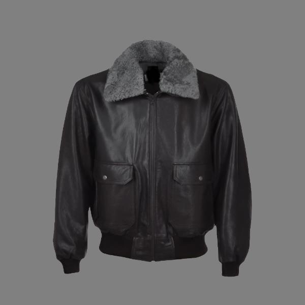 Aviator Black Leather Jacket with Fur Collar