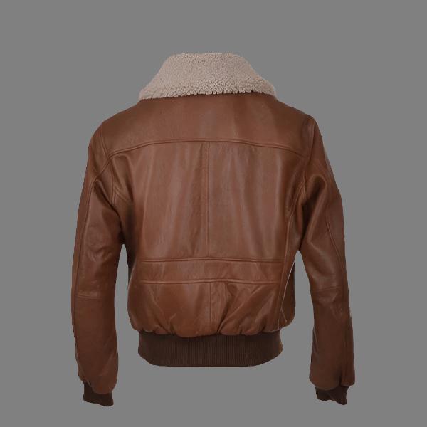 Aviator Brown Leather Jacket with Fur Collar