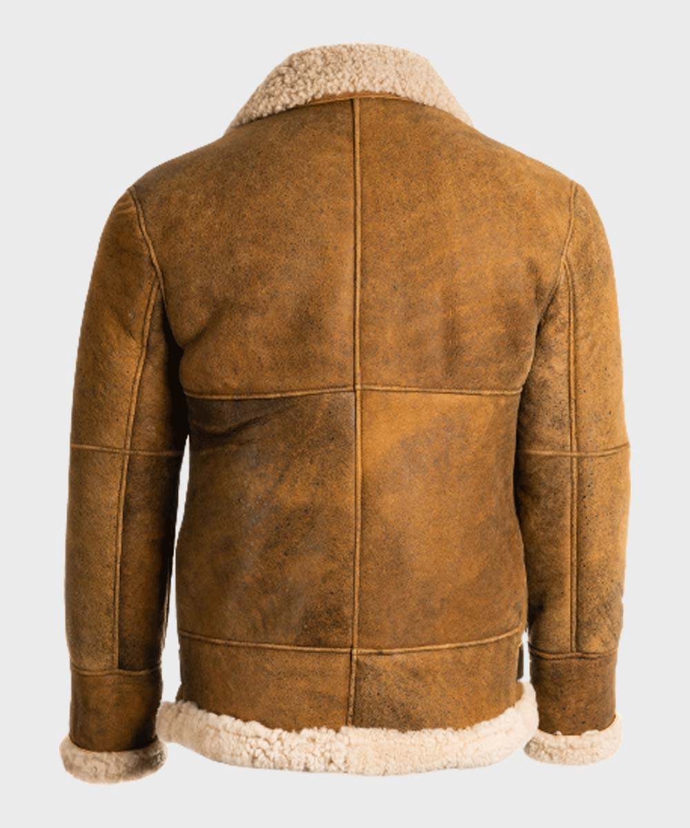 Aviator Men's Brown Sheepskin Shearling B3 Leather Jacket