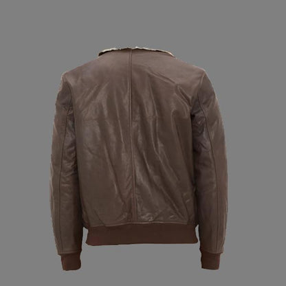 Aviator Leather Jacket with Removable Fur Collar