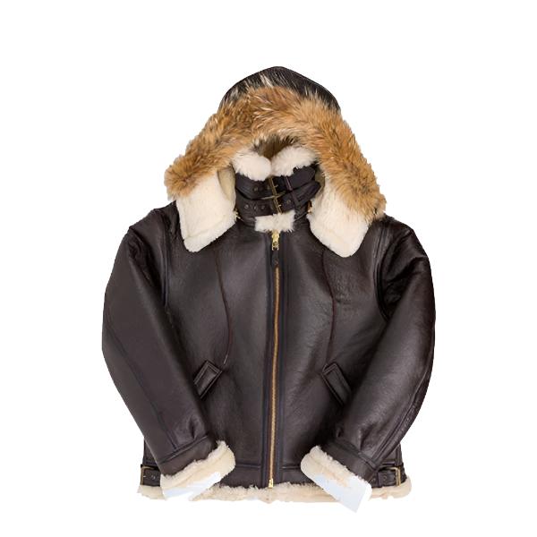 B-3 Hooded Sheepskin Bomber Leather Jacket - Warm & Stylish