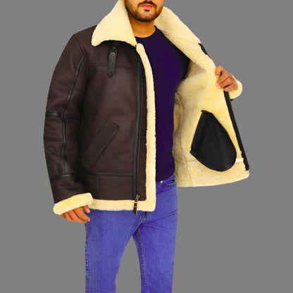 B3 Bomber Aviator Shearling Leather Jacket