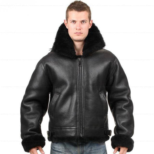 B3 Fur Bomber Shearling Leather Pilot Aviation Jacket