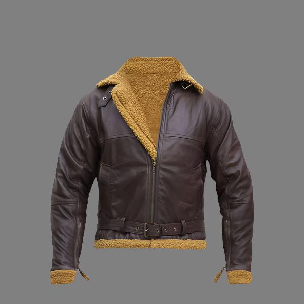 Men's B3 Flying Aviator Winter Shearling Pilot Sheepskin Bomber Leather Jacket