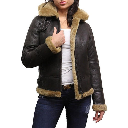 B3 WW2 Aviator Flying Hooded Jacket Womens