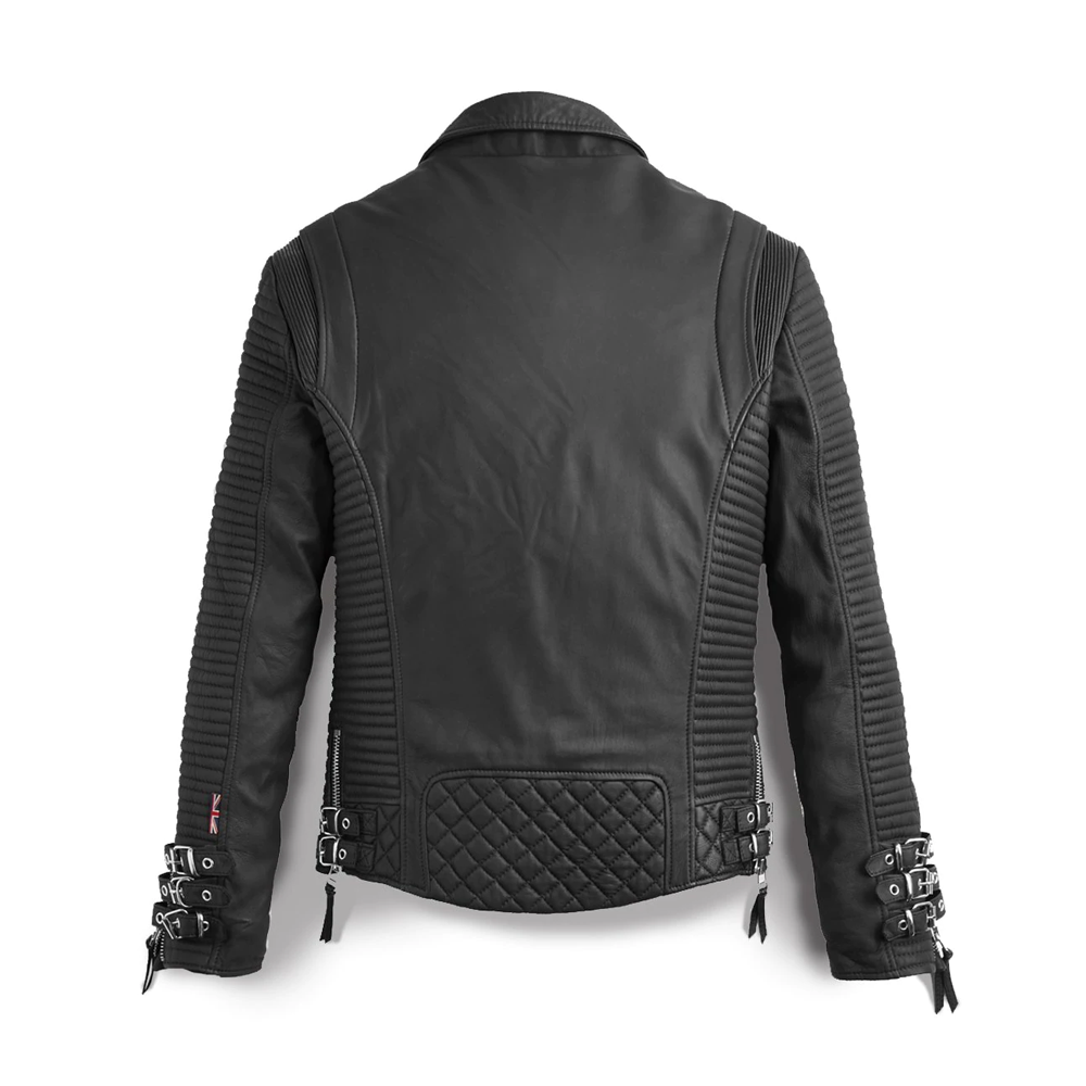 Avanzar Leather Black Motorcycle Jacket for Men – Biker Edition with Pattern