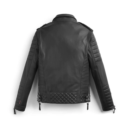 Avanzar Leather Black Biker Motorbike Jacket for Men