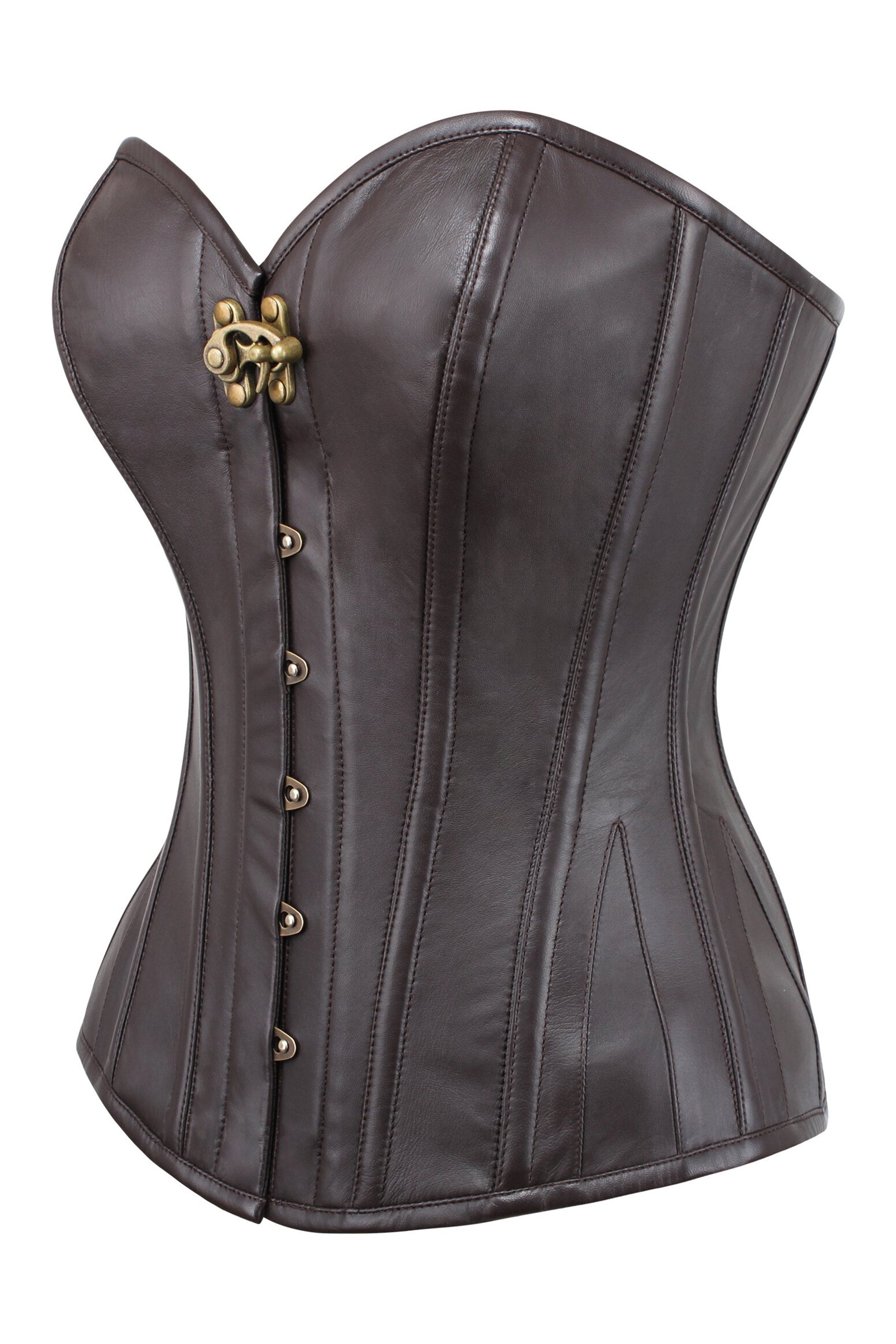 Pasek Brown Sheep Nappa Leather Steampunk Overbust Corset