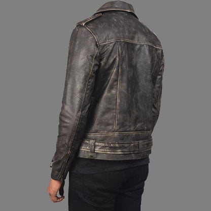 Premium Avanzar Allaric Alley Distressed Brown Leather Biker Jacket