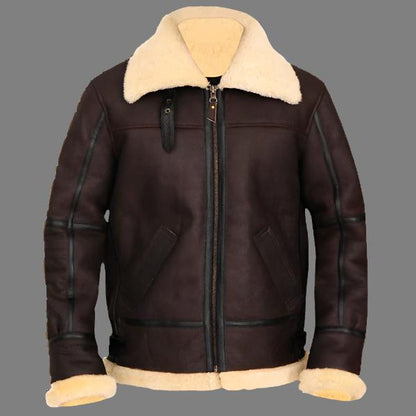 B3 Bomber Aviator Shearling Leather Jacket