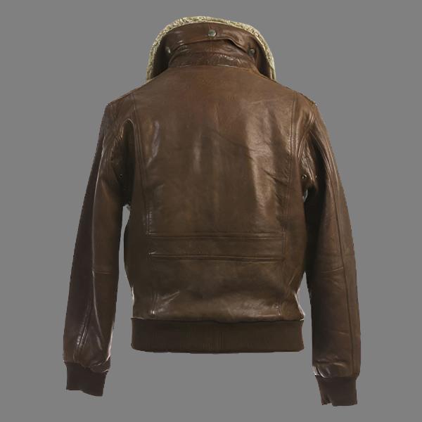 Brown Leather Aviator Jacket with Badges