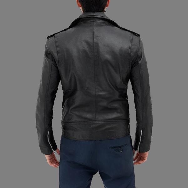 Belted Black Men's Motorcycle Racing Aviator Rider Leather Jacket