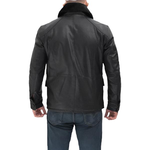 Boehmer Men's Black Shearling Leather Jacket