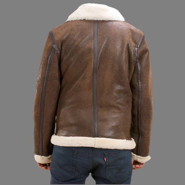 Premium Avanzar Forest Double Face Shearling Distressed Leather Jacket