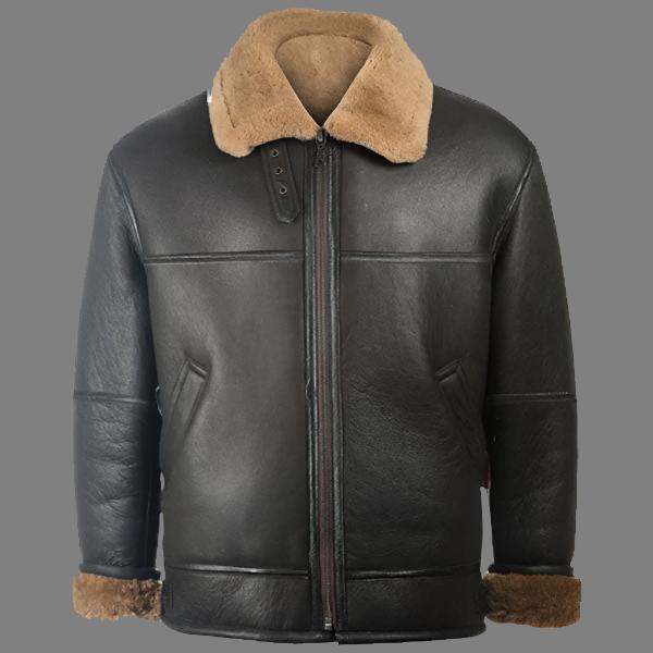 Men's Black Aviator Shearling Jacket