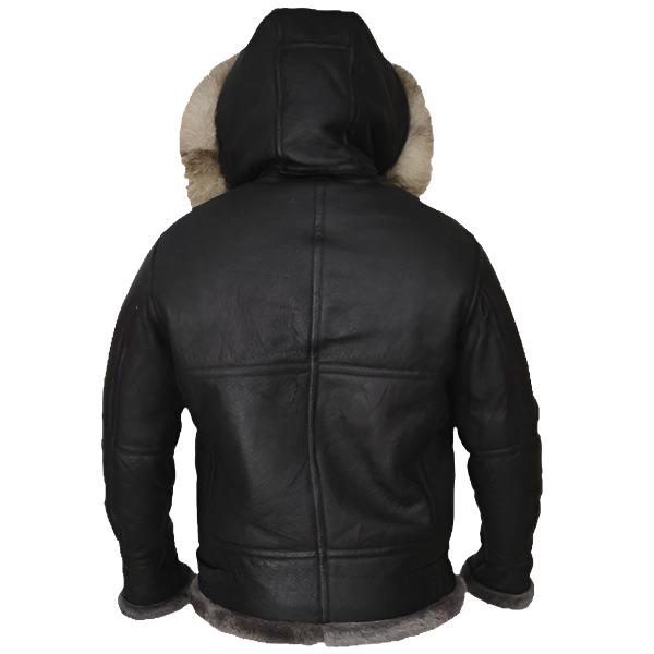 Men's Black Shearling Jacket With Hoodie