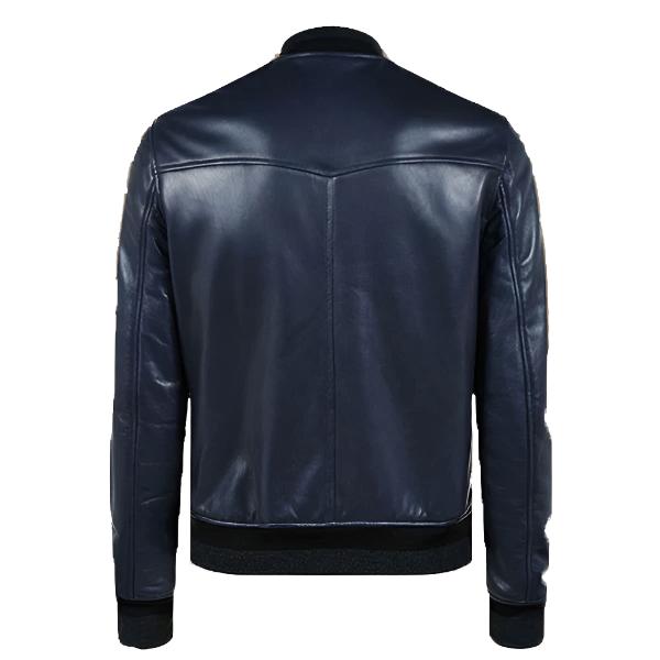 Avanzar Leather Men’s Navy Blue Bomber Jacket