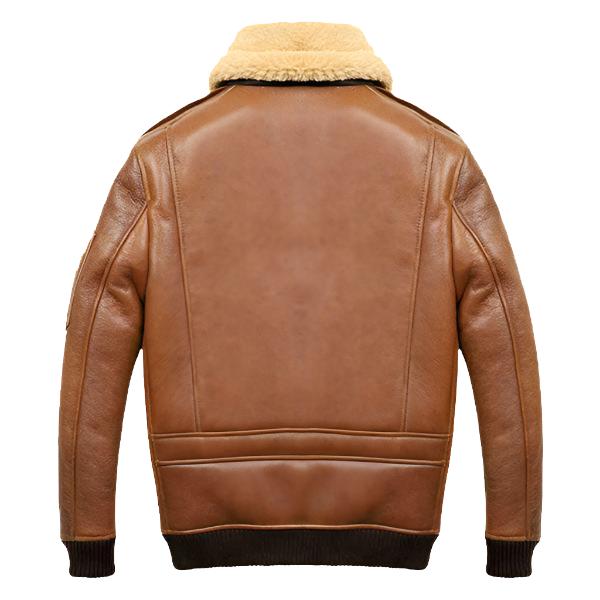 Men’s Aviator Camel Brown A2 Fur Shearling Leather Bomber Jacket