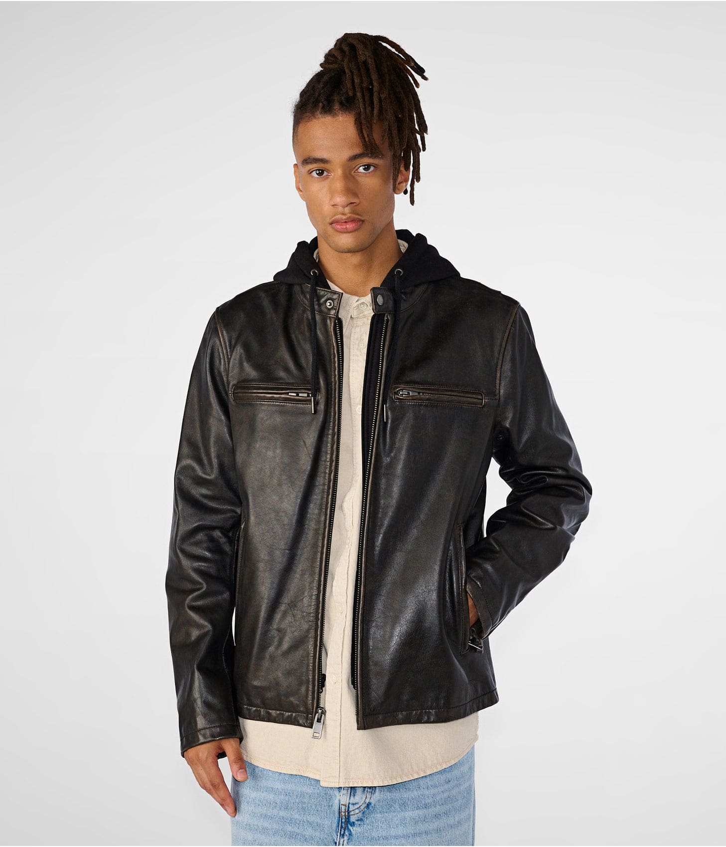 Men's Black Café Racer Leather Jacket