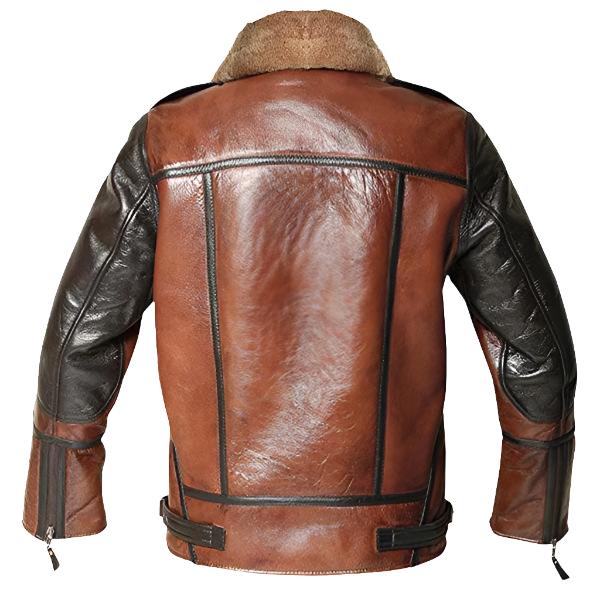 Men's RAF Flight Aviator Real Sheepskin Fur Collar Leather Jacket