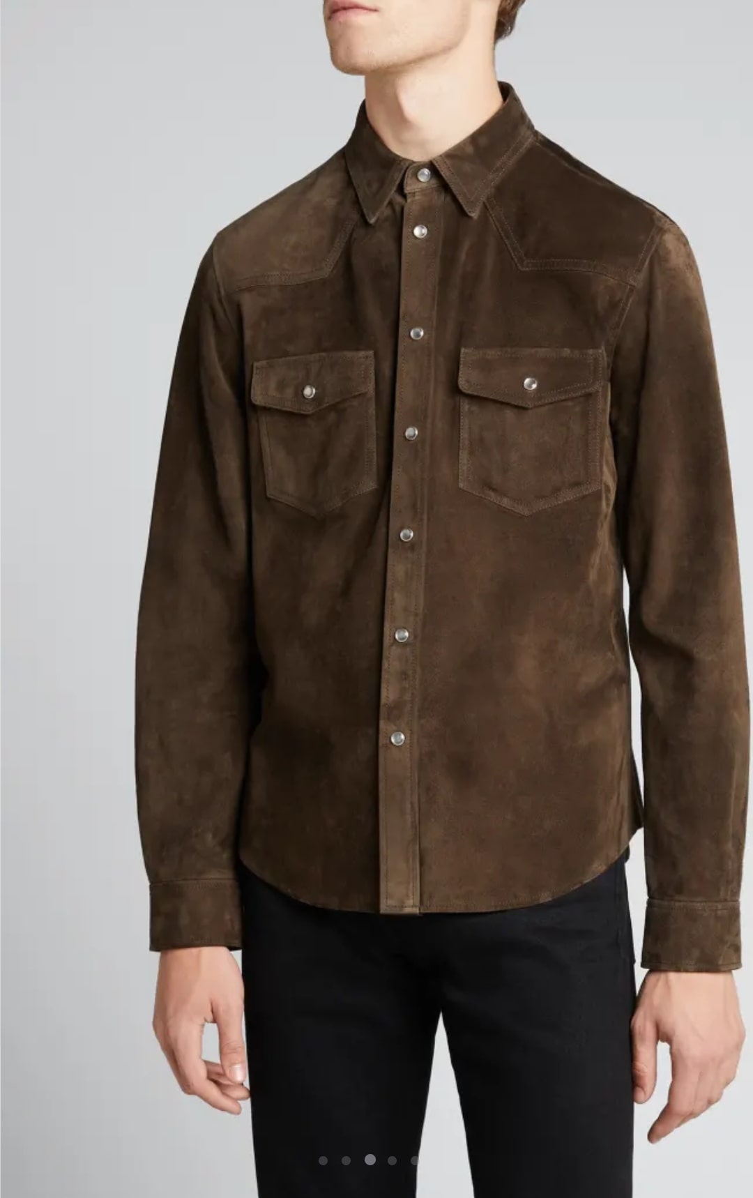 Men's Chocolate Brown Suede Leather Shirt