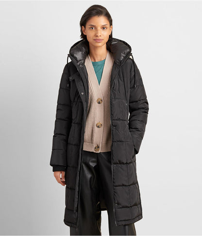 Women's Black Puffer Trench Coat