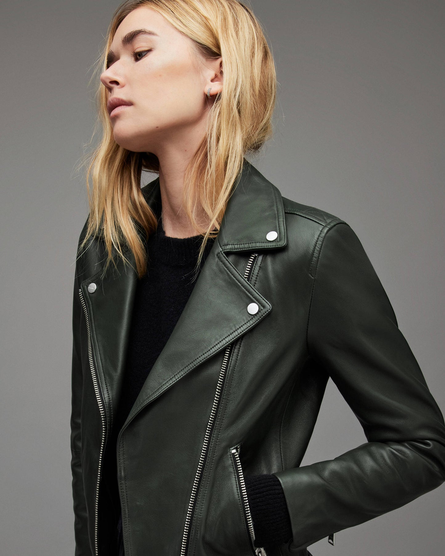 Women's Classic Black Biker Leather Jacket