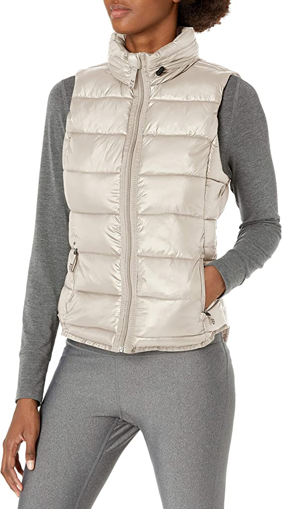 Women's White Puffer Vest with Removable Hood