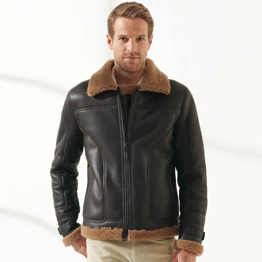 Best Black Leather Shearling Jacket by Avanzar Leather