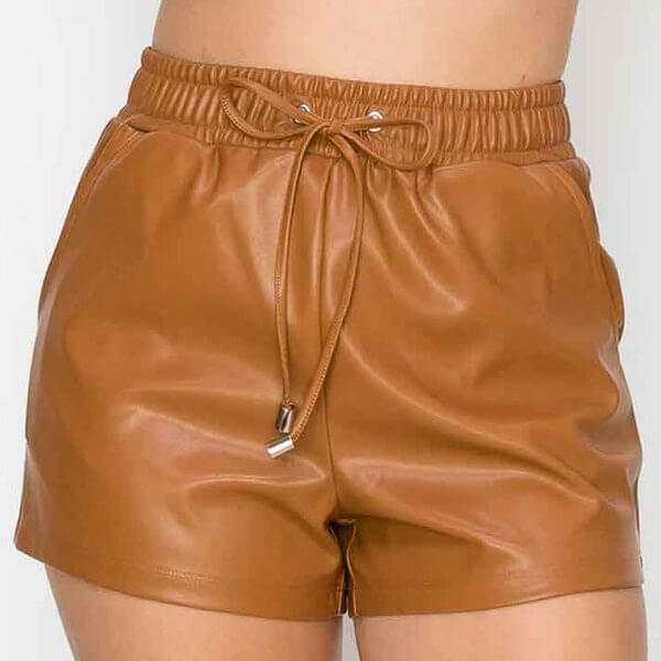 Best Leather Shorts for Women in Camel by Avanzar Leather