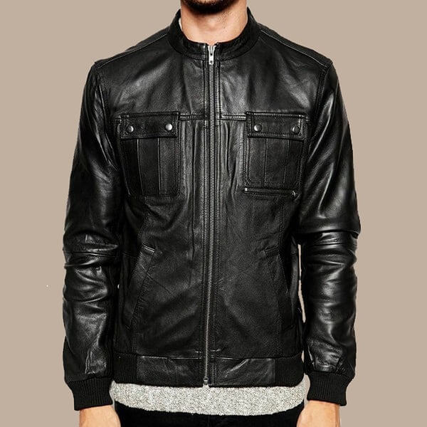 Best Real Black Leather Bomber Jacket for Men by Avanzar Leather