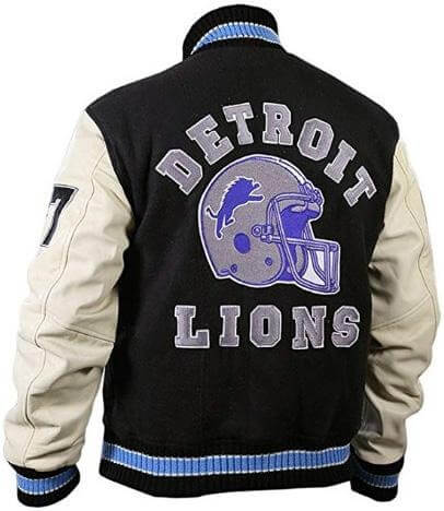 Beverly Hills Cop Axel Foley Detroit Lions Letterman Biker Jacket by Avanzar Leather