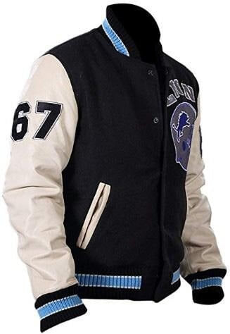 Beverly Hills Cop Axel Foley Detroit Lions Letterman Biker Jacket by Avanzar Leather