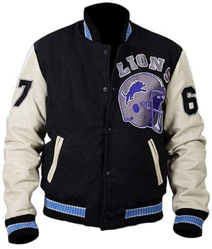 Beverly Hills Cop Axel Foley Detroit Lions Letterman Biker Jacket by Avanzar Leather