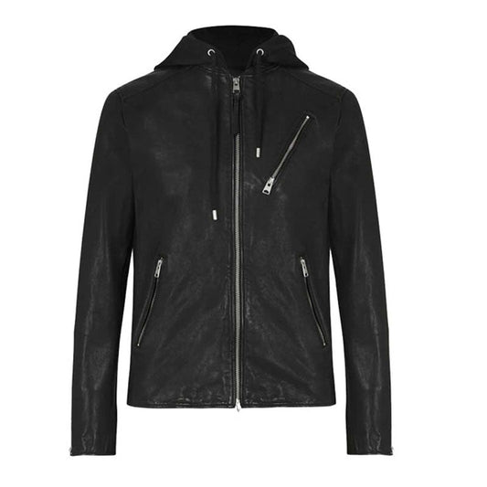 Black Leather Biker Jacket for Men - Sleek & Durable