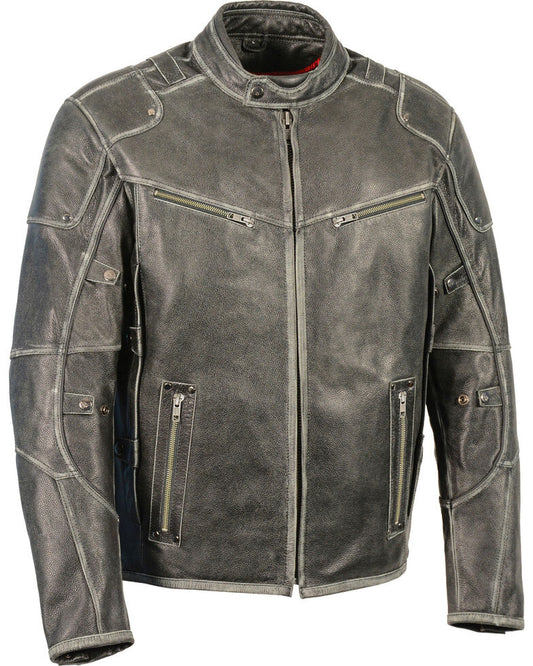 Men’s Vintage Distressed Triple Vented Leather Jacket