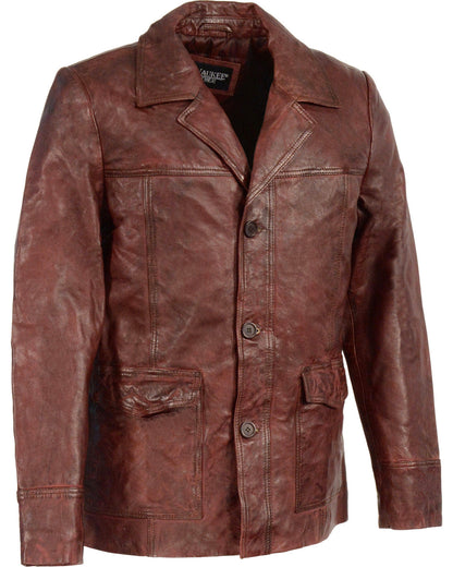 Men’s Classic Leather Car Coat Jacket