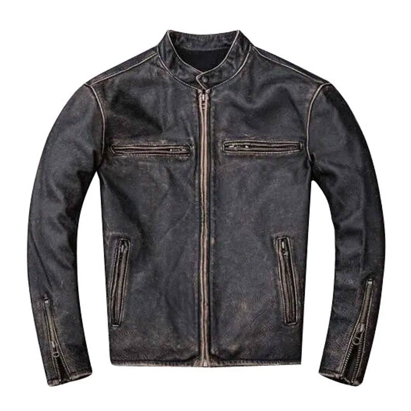 Men’s Vintage Black Leather Motorcycle Jacket