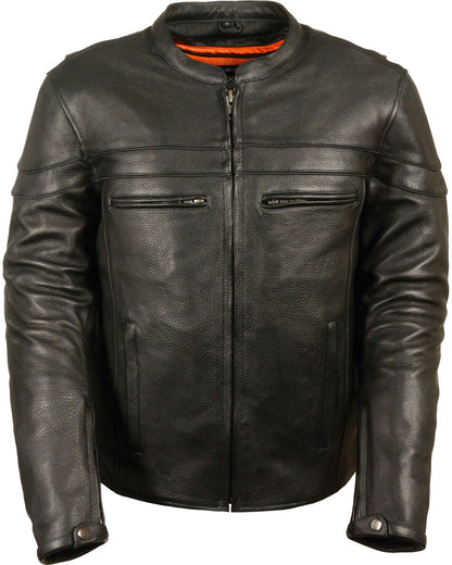 Men’s Black Sports Scooter Crossover Riding Leather Jacket