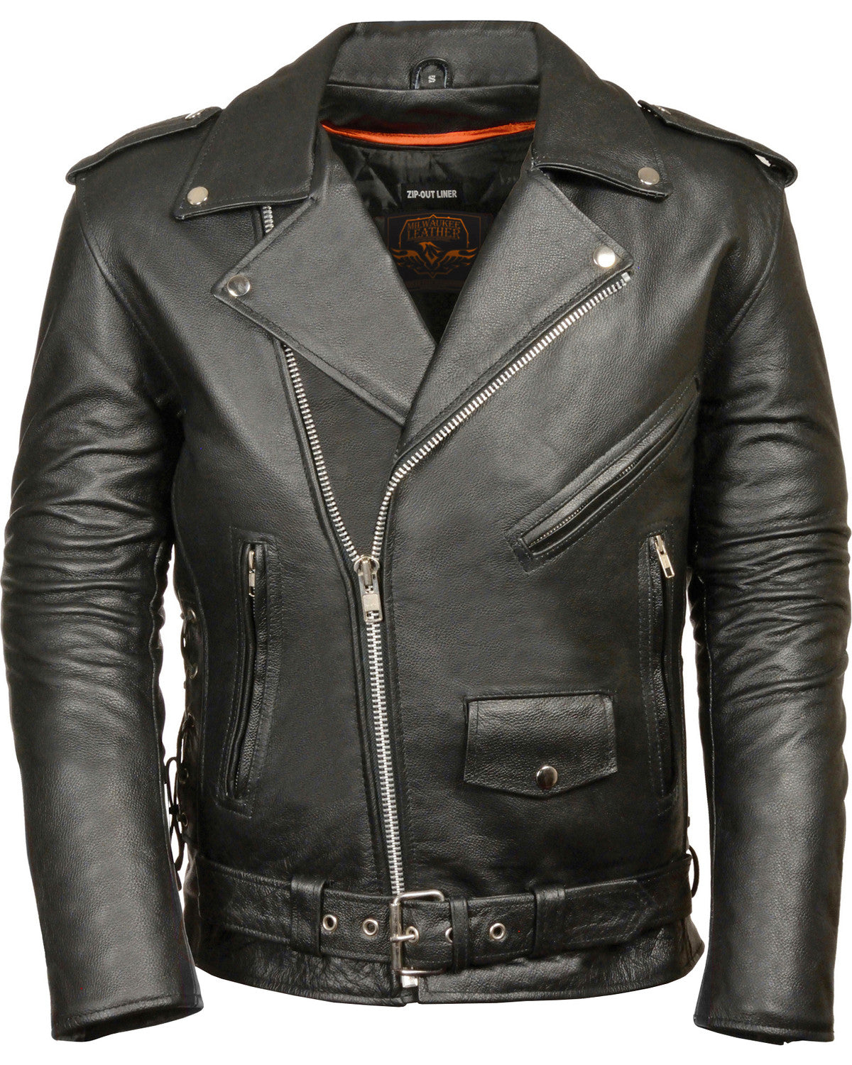 Men’s Classic Side Lace Police Motorcycle Jacket