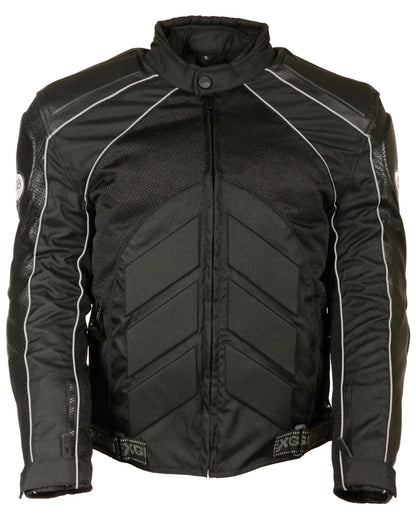 Men’s Combo Leather and Textile Mesh Racer Jacket