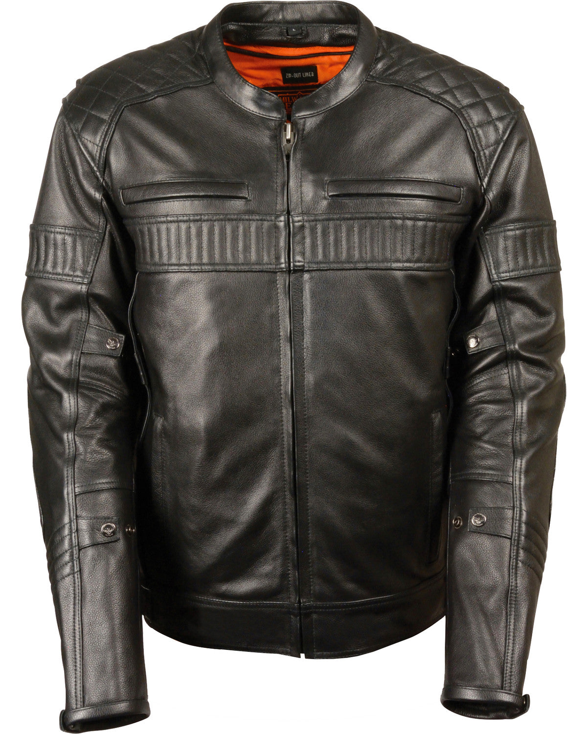 Men’s Black Quilted Pattern Scooter Motorbike Leather Jacket