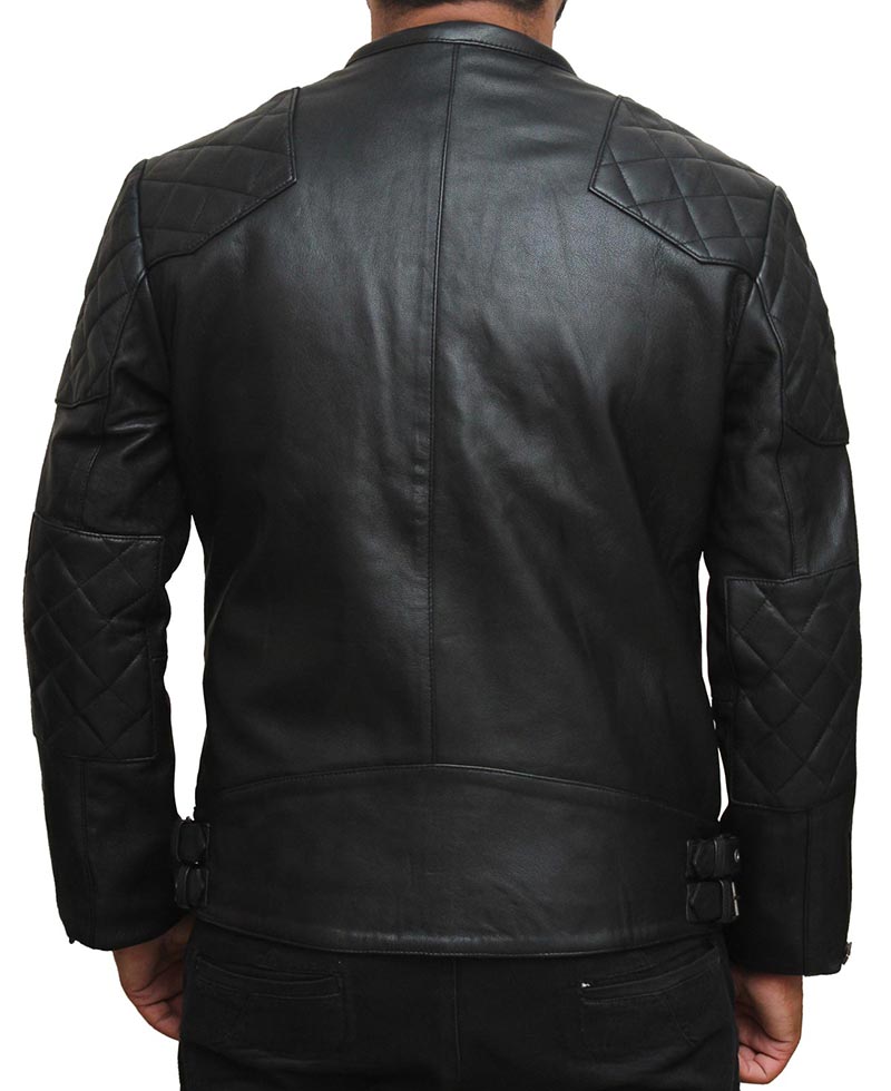 Men’s BECKHAM Black Quilted Retro Biker Jacket