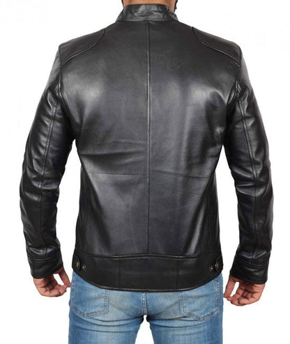 Men’s Black Lambskin Biker Style Leather Jacket