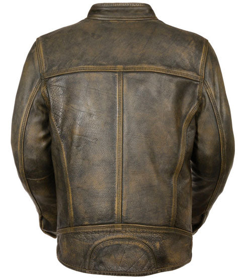 Men’s Brown Distressed Leather Motorbike Jacket